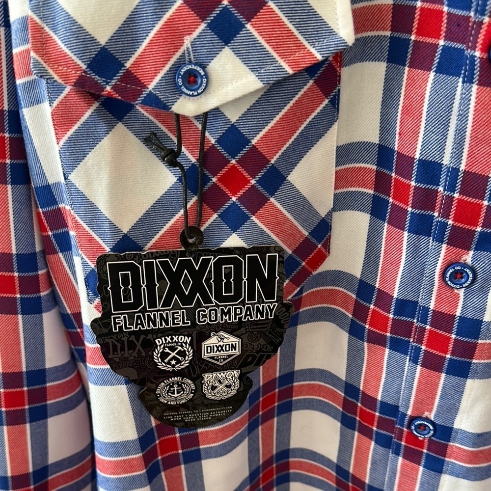 DIXXON Men's Red and Blue Plaid Live Free Forever Shirt New with Tags Size 4X - Picture 5 of 7